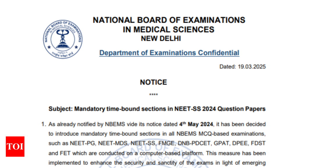 NBEMS NEET SS 2024 के लिए महत्वपूर्ण नोटिस जारी करता है, यहां विवरण देखें