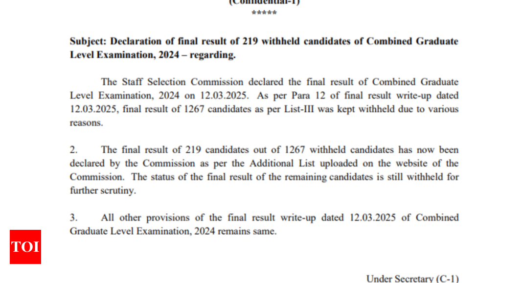 SSC CGL 2024 अंतिम परिणाम SSC.Gov.in पर घोषित किया गया