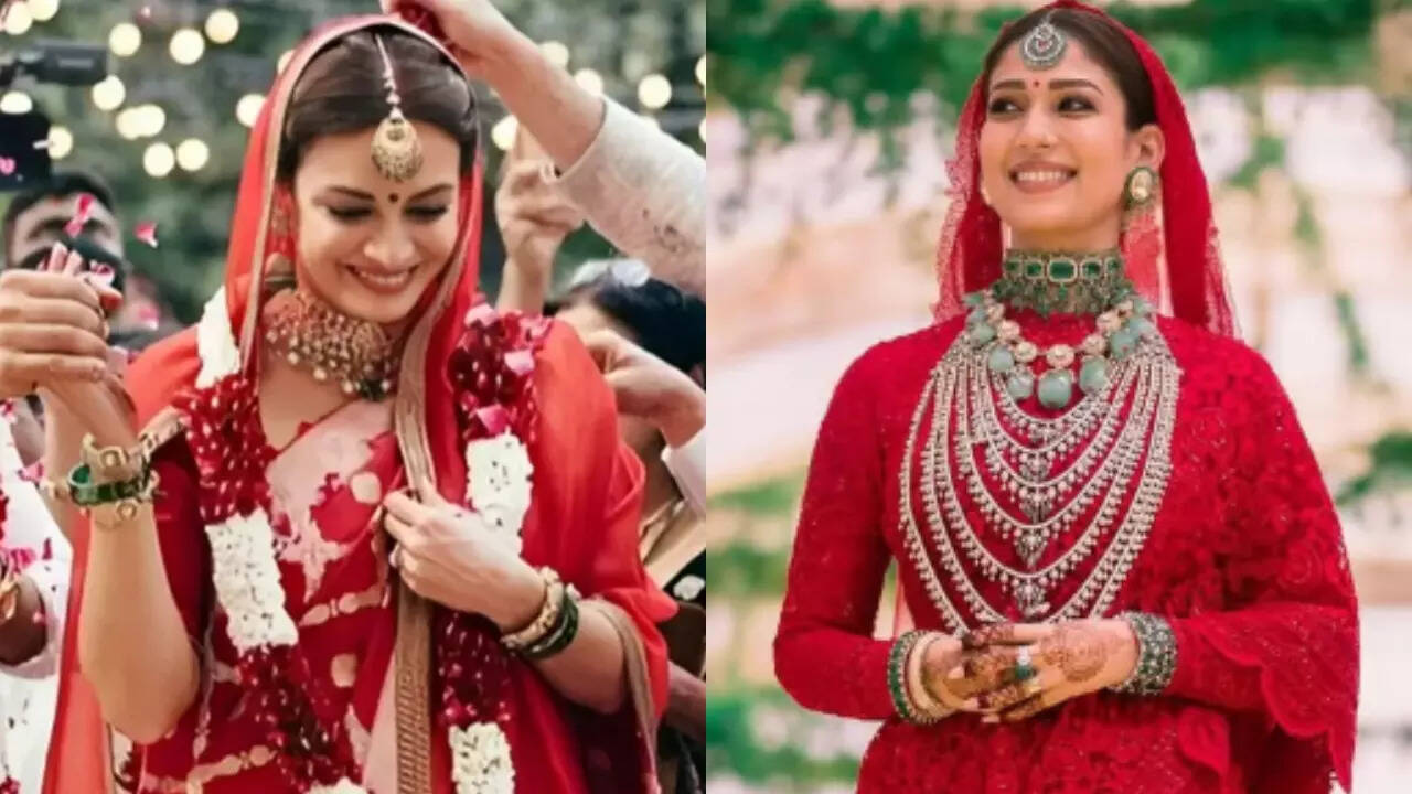 5 सेलिब्रिटी दुल्हनें जिन्होंने अपनी शादी के लिए एक लेहेंगा के ऊपर लाल साड़ी चुनी थी