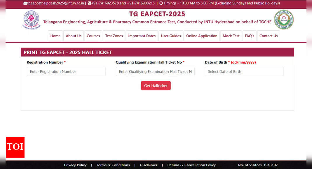 Ts eamcet 2025 हॉल टिकट eapcet.tgche.ac.in पर जारी: 29 अप्रैल से 4 मई तक परीक्षा
