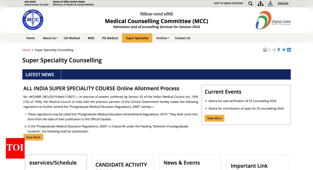 NEET SS काउंसलिंग 2024 अनुसूची MCC द्वारा जारी: पंजीकरण इस तिथि से शुरू होता है