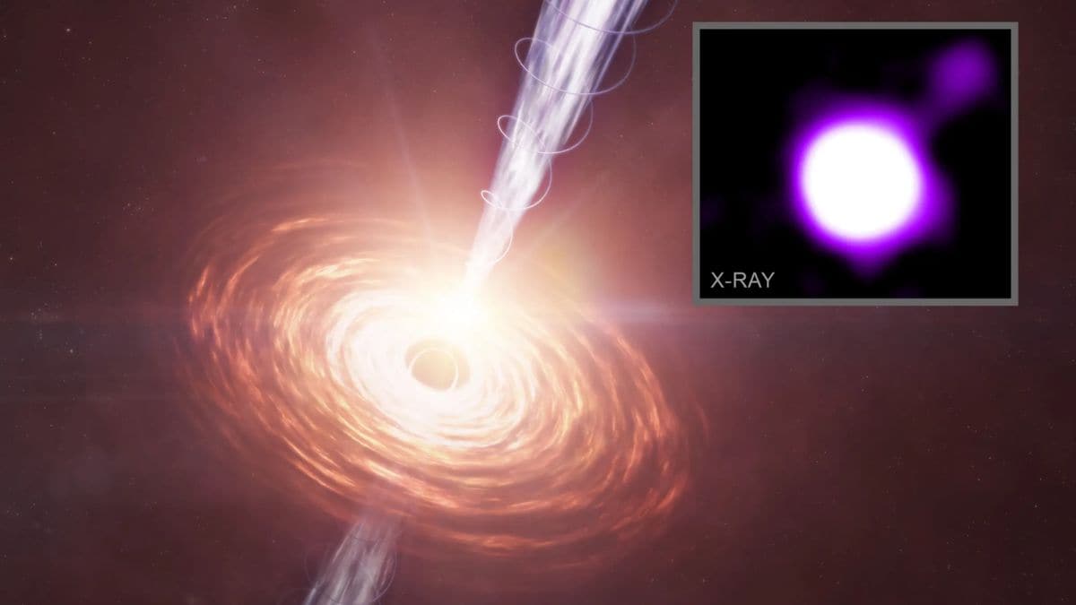 NASA’s Chandra Spots Unexpectedly Strong Jet from Distant Black Hole at Cosmic Noon